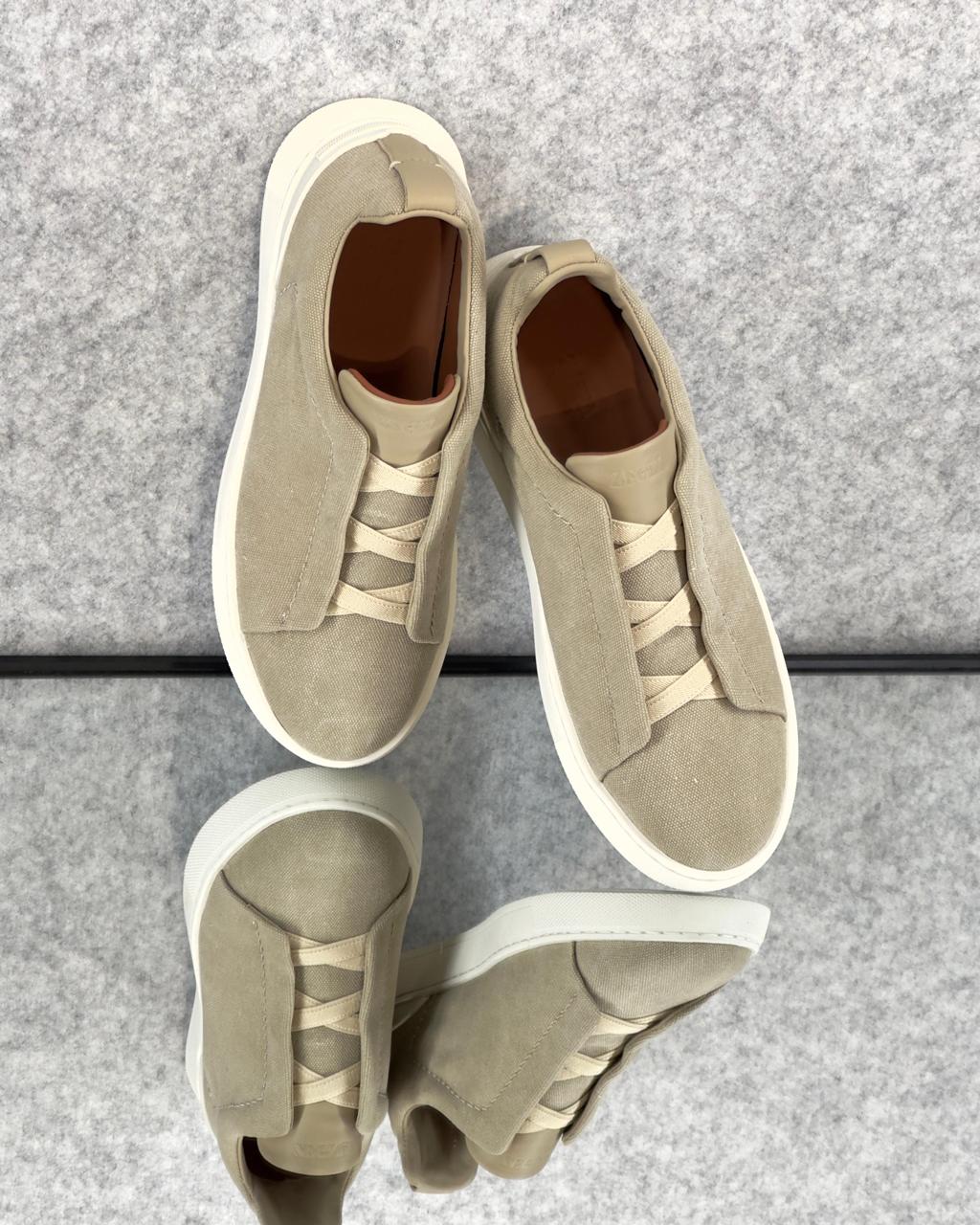 Zegna TerraFlex Canvas Slip-On Sneakers – Sand Edition