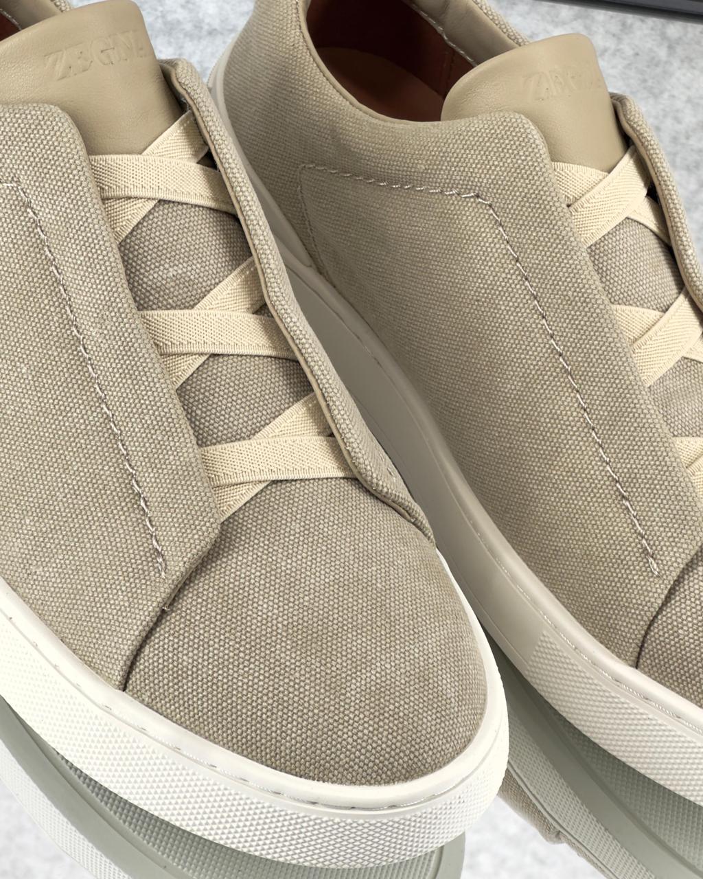 Zegna TerraFlex Canvas Slip-On Sneakers – Sand Edition