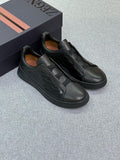 Zegna Croc-Embossed Leather Lace-Cover Sneakers