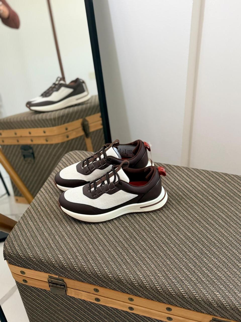Loro piana Leather & Mesh Lace-Up Sneakers