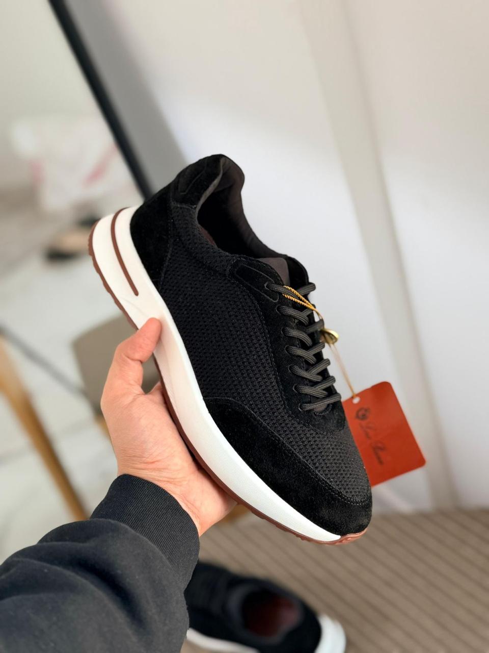 Loro piana Black Suede Low-Top Sneakers