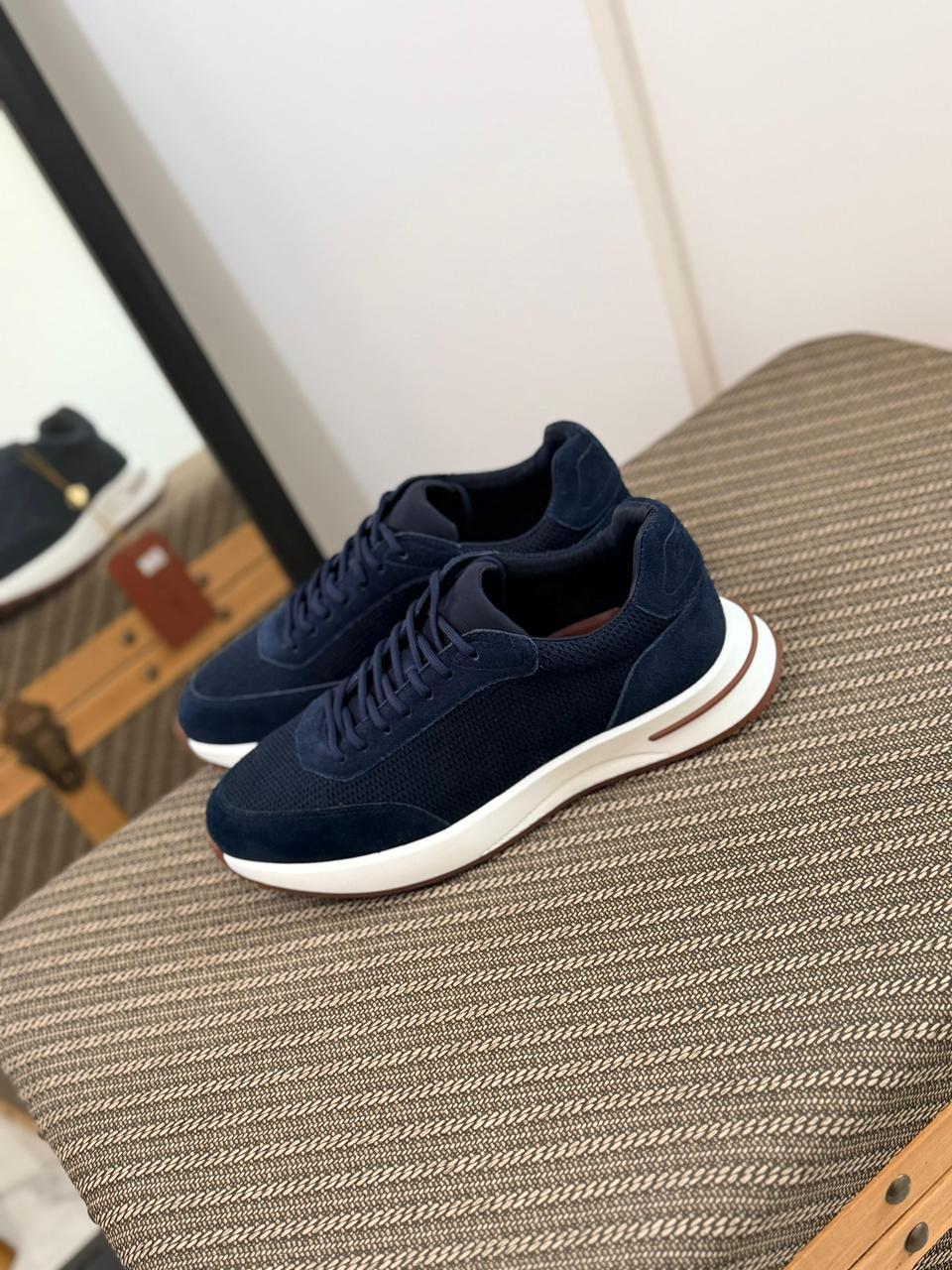 Loro piana Navy Mesh & Suede Sneakers
