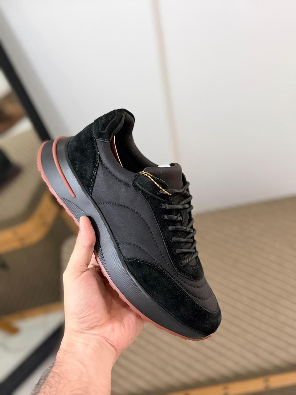 Loro piana Black Mixed-Material Sneakers