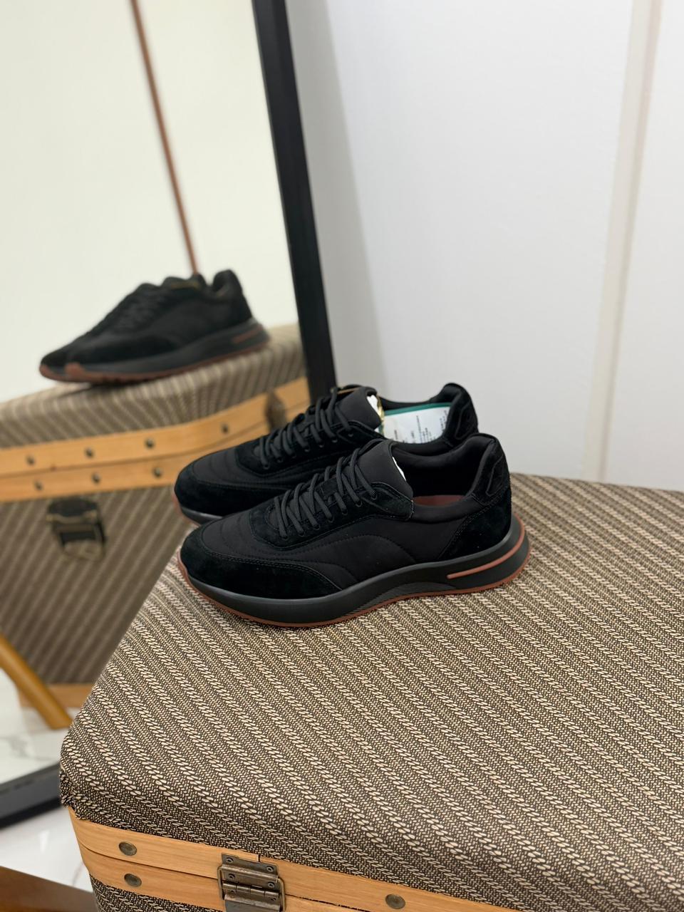 Loro piana Black Mixed-Material Sneakers
