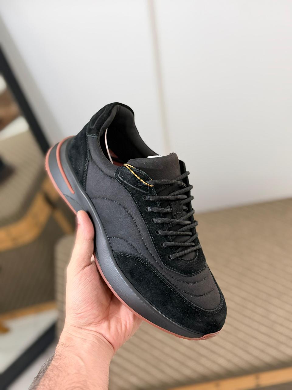 Loro piana Black Mixed-Material Sneakers