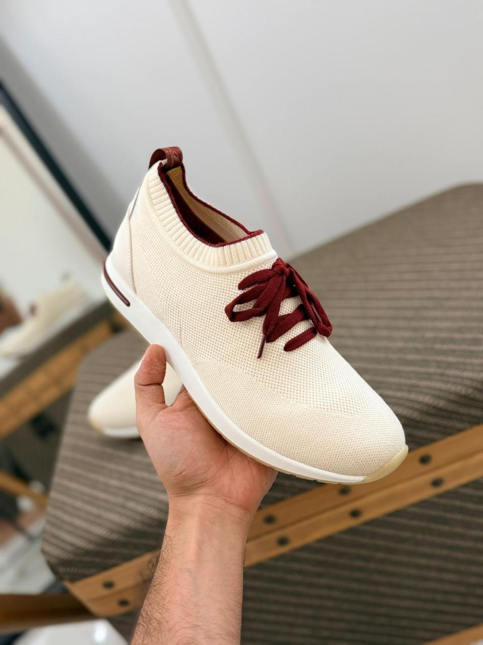 Loro piana Cream Knit Contrast Sneakers