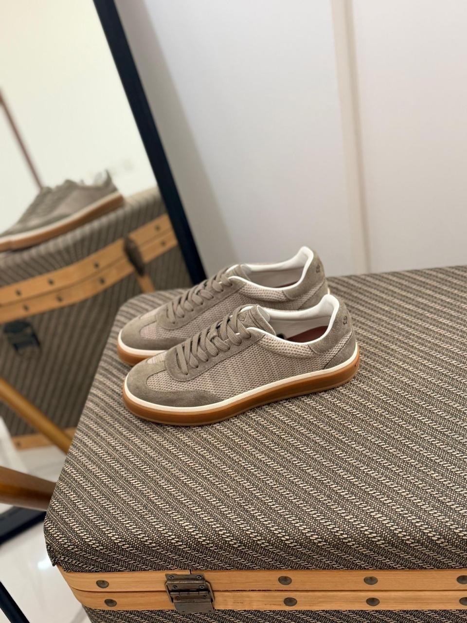 Loro piana Mesh Suede Court Sneakers