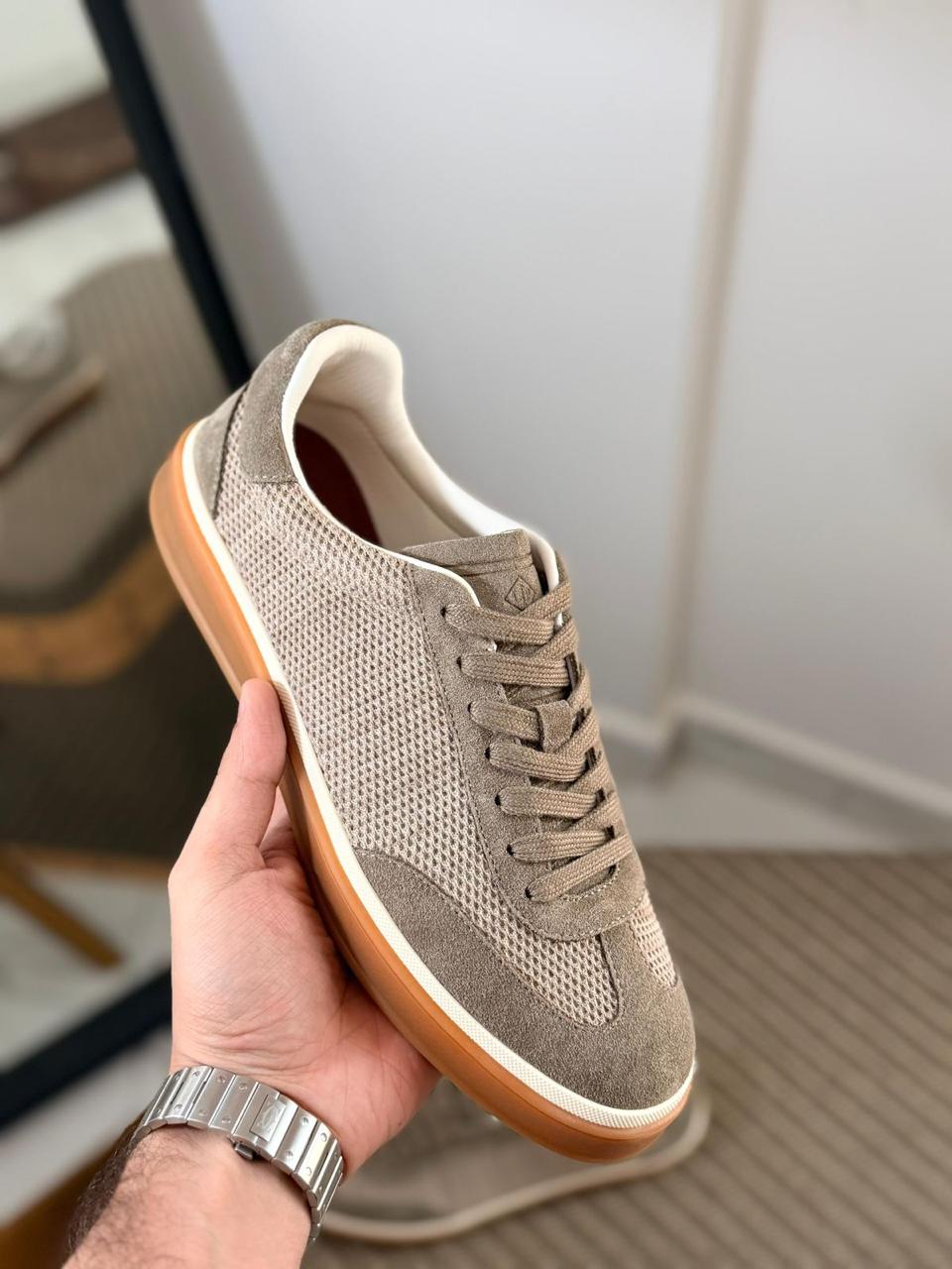 Loro piana Mesh Suede Court Sneakers