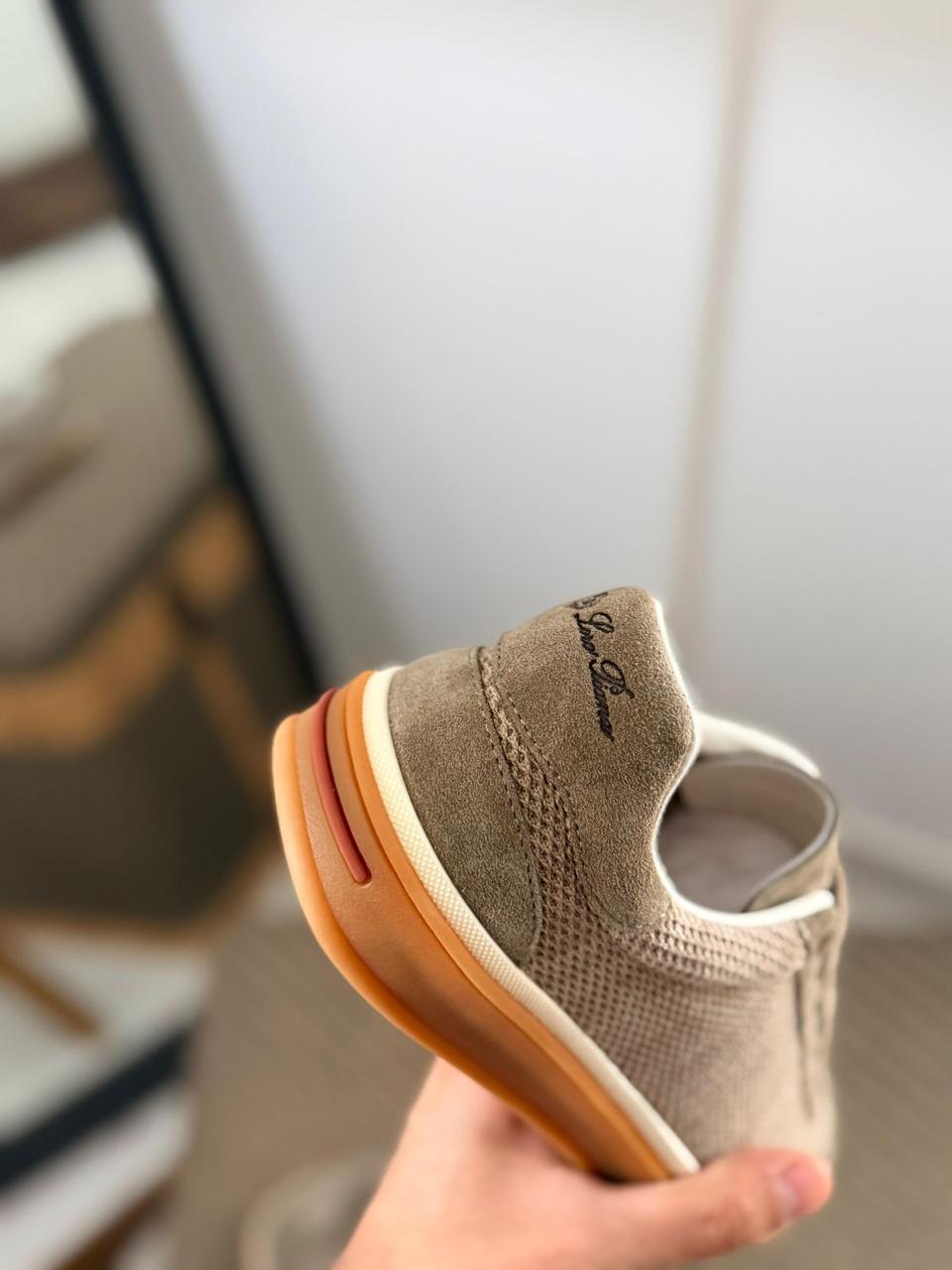 Loro piana Mesh Suede Court Sneakers