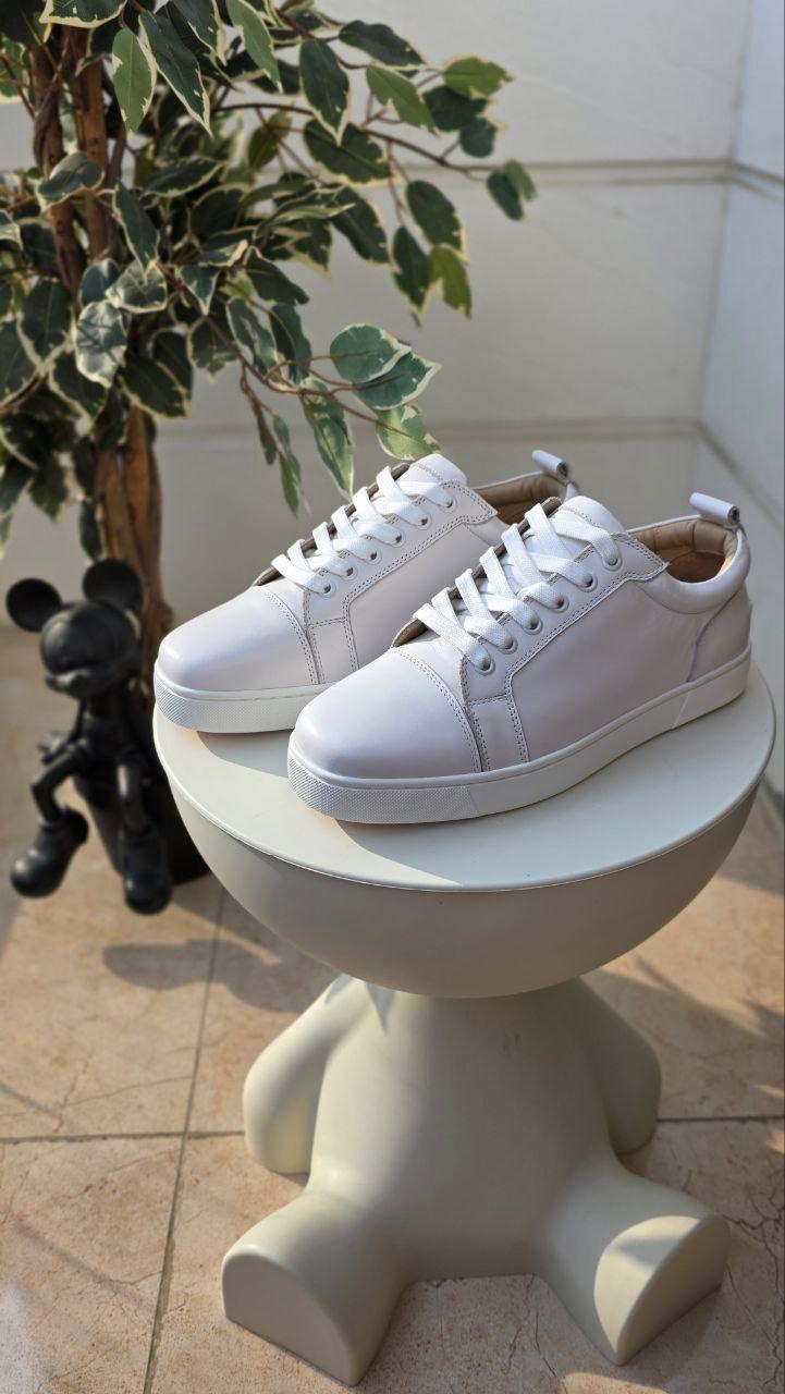 Christian Louboutin Louis Junior White Calf Leather Sneakers