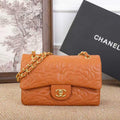 Chanel Camellia Embossed Flap Bag (Caramel/Tan)