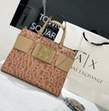 Armani Exchange Logo All-Over Tote Bag (Tan/Camel)