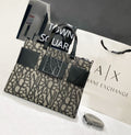 Armani Exchange Logo All-Over Tote Bag (Black/Dark Grey)