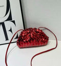Bottega Veneta Mini Pouch in Metallic Red Intrecciato Leather