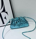 Bottega Veneta Mini Pouch in Metallic Turquoise Intrecciato Leather
