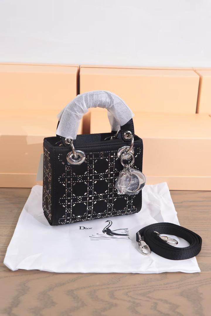 Lady Dior My ABCDior Bag with Crystal Cannage Embroidery (Black)