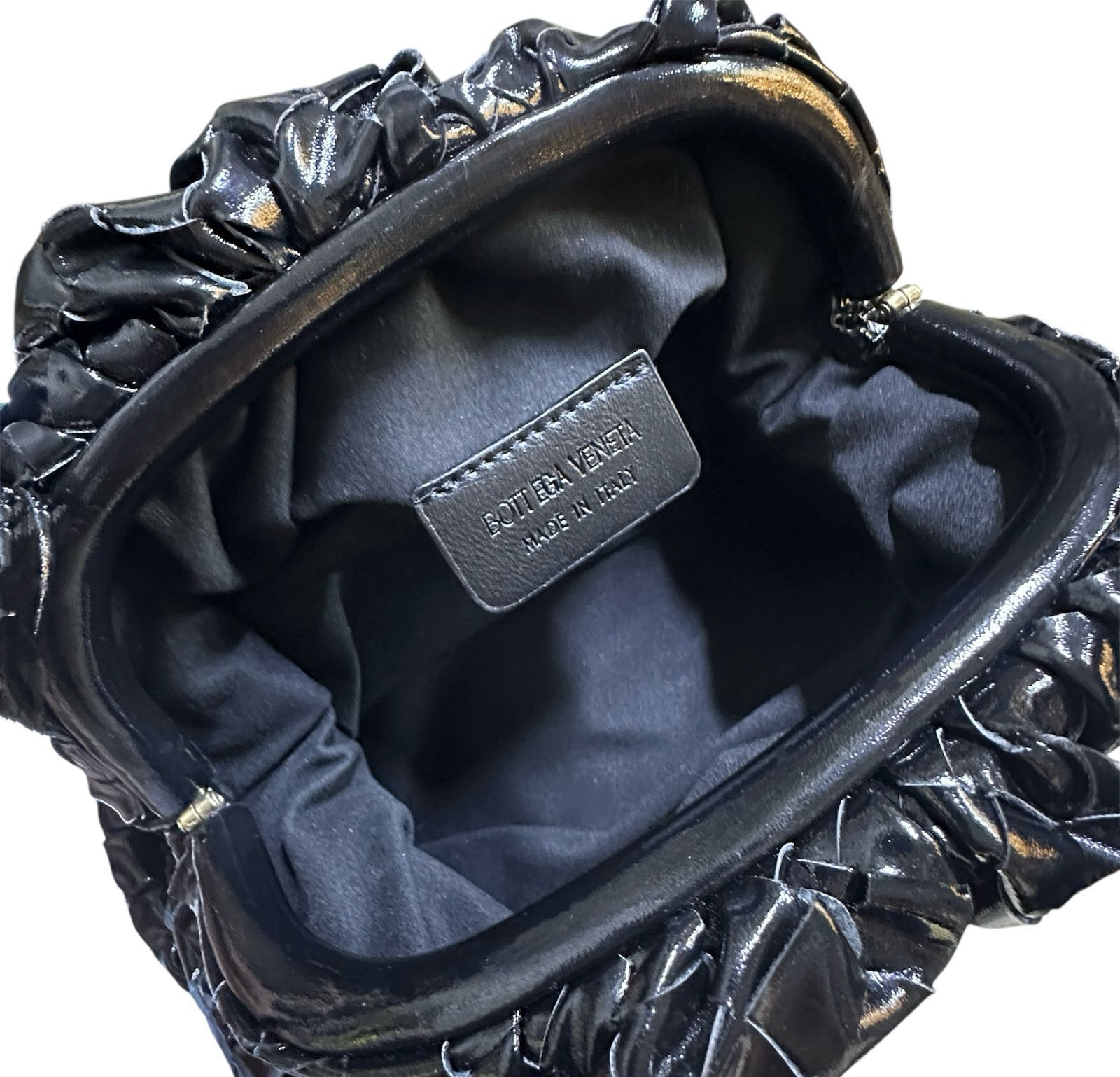 Bottega Veneta Mini Pouch in Black Intrecciato Leather