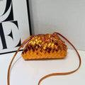 Bottega Veneta Mini Pouch in Metallic Orange Intrecciato Leather