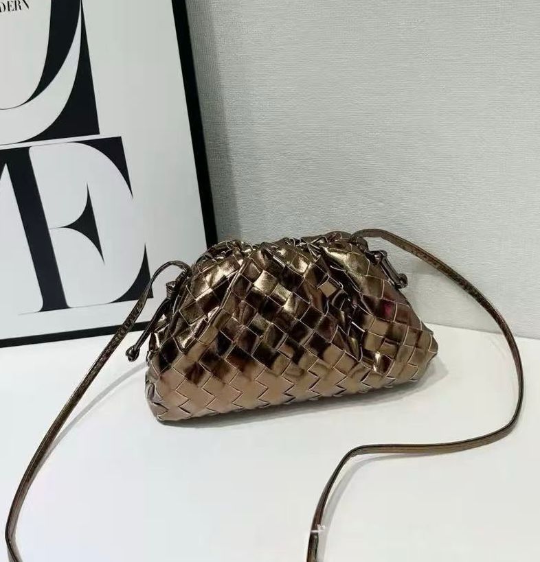 Bottega Veneta Mini Pouch in Metallic Bronze Intrecciato Leather