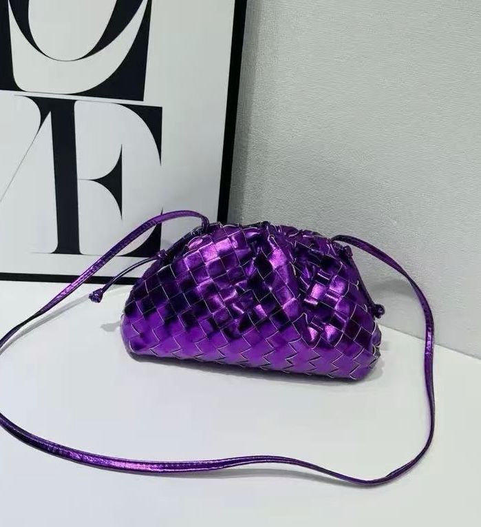 Bottega Veneta Mini Pouch in Intrecciato Leather (Metallic Purple)