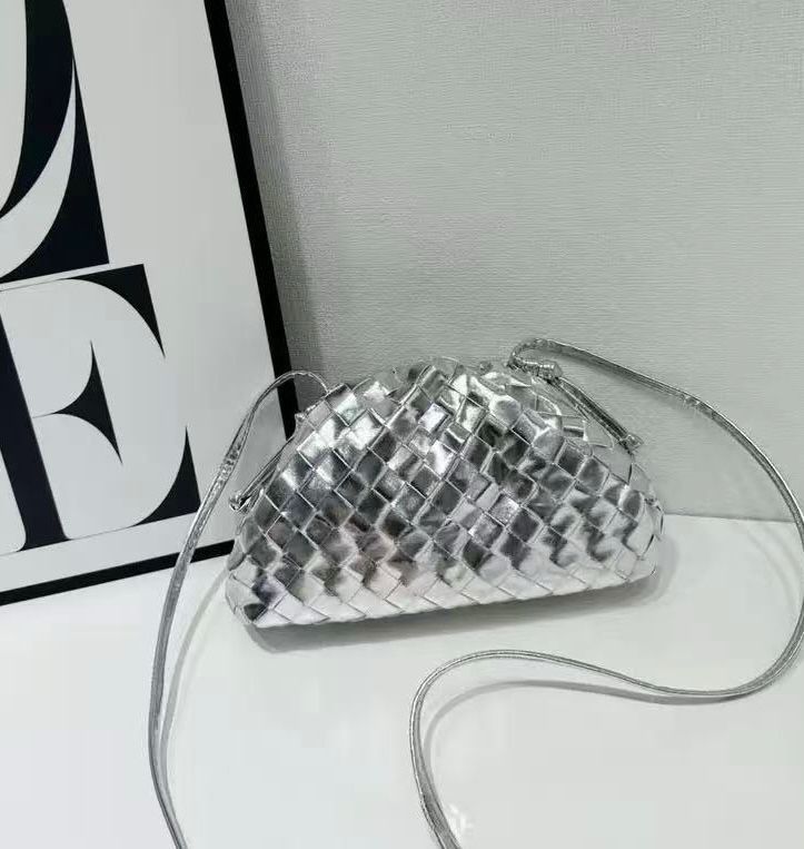 Bottega Veneta Mini Pouch in Intrecciato Leather (Silver)