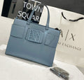 Armani Exchange Logo Plaque Tote Bag (Dusty Blue/Slate)