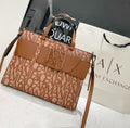 Armani Exchange Logo All-Over Tote Bag (Cognac/Tan)