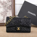 Chanel Camellia Embossed Flap Bag (Black)