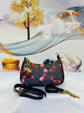 Coach Teri Shoulder Bag in Signature Canvas with Heart Cherry Print (Charcoal/Black/Pink Multi)