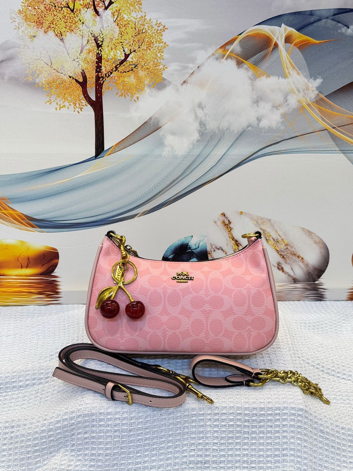 Coach Teri Shoulder Bag in Signature Canvas (Powder Pink)
