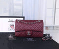 Chanel Classic Double Flap Bag (Burgundy Lambskin with Silver Hardware)