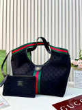 Gucci Ophidia GG Large Tote with Matching Pouch (Black Canvas)