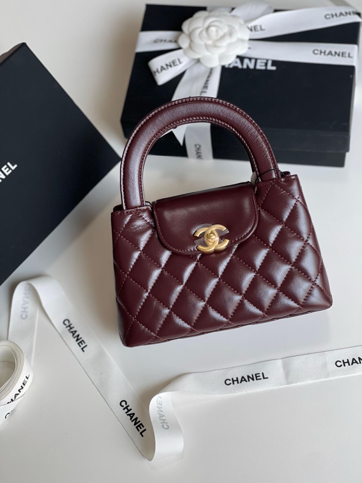 Chanel Small Kelly Bag (Burgundy / Deep Red)
