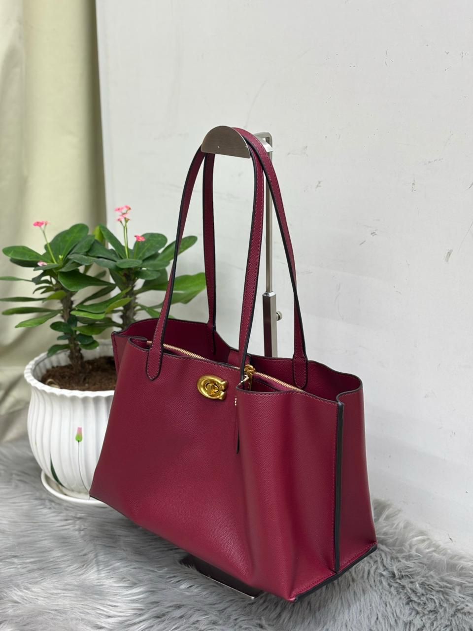 Coach Willow Tote in Wine (Crossgrain Leather)