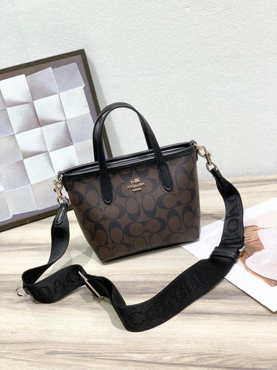 Coach Mini Mollie Tote in Signature Canvas (Brown/Black)
