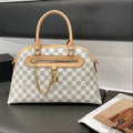 Louis Vuitton Pallas MM (Damier Azur Canvas with Natural Cowhide Leather Trim)