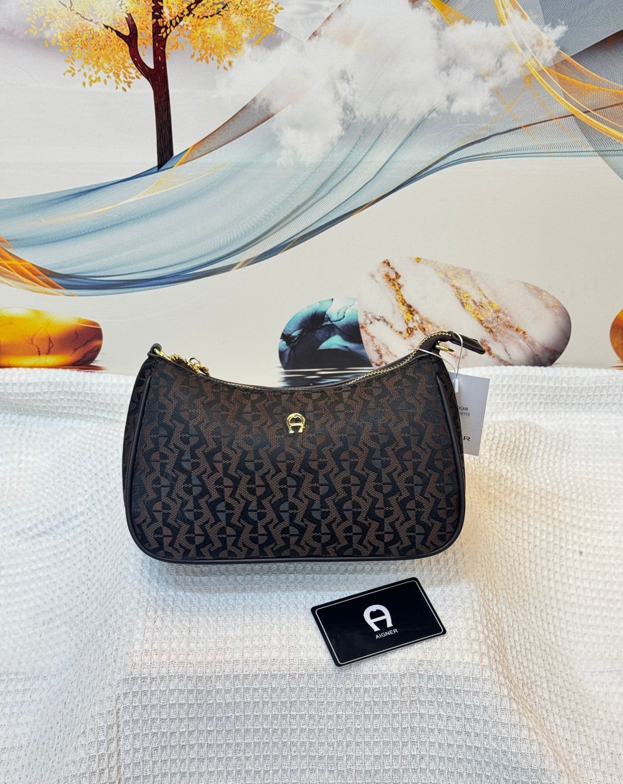 Aigner Adria Monogram Pouch (Coffee/Brown)
