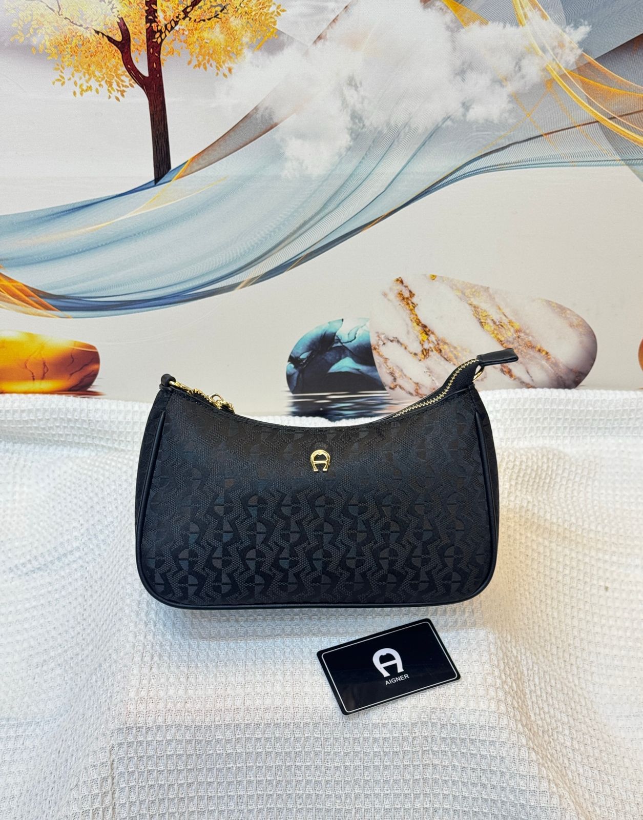 Aigner Adria Monogram Pouch (Black)