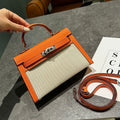 Hermès Kelly II Sellier 25 (Orange Epsom Leather & Toile Canvas)