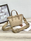 Coach Mini Mollie Tote in Signature Canvas (Light Khaki/Beachwood)