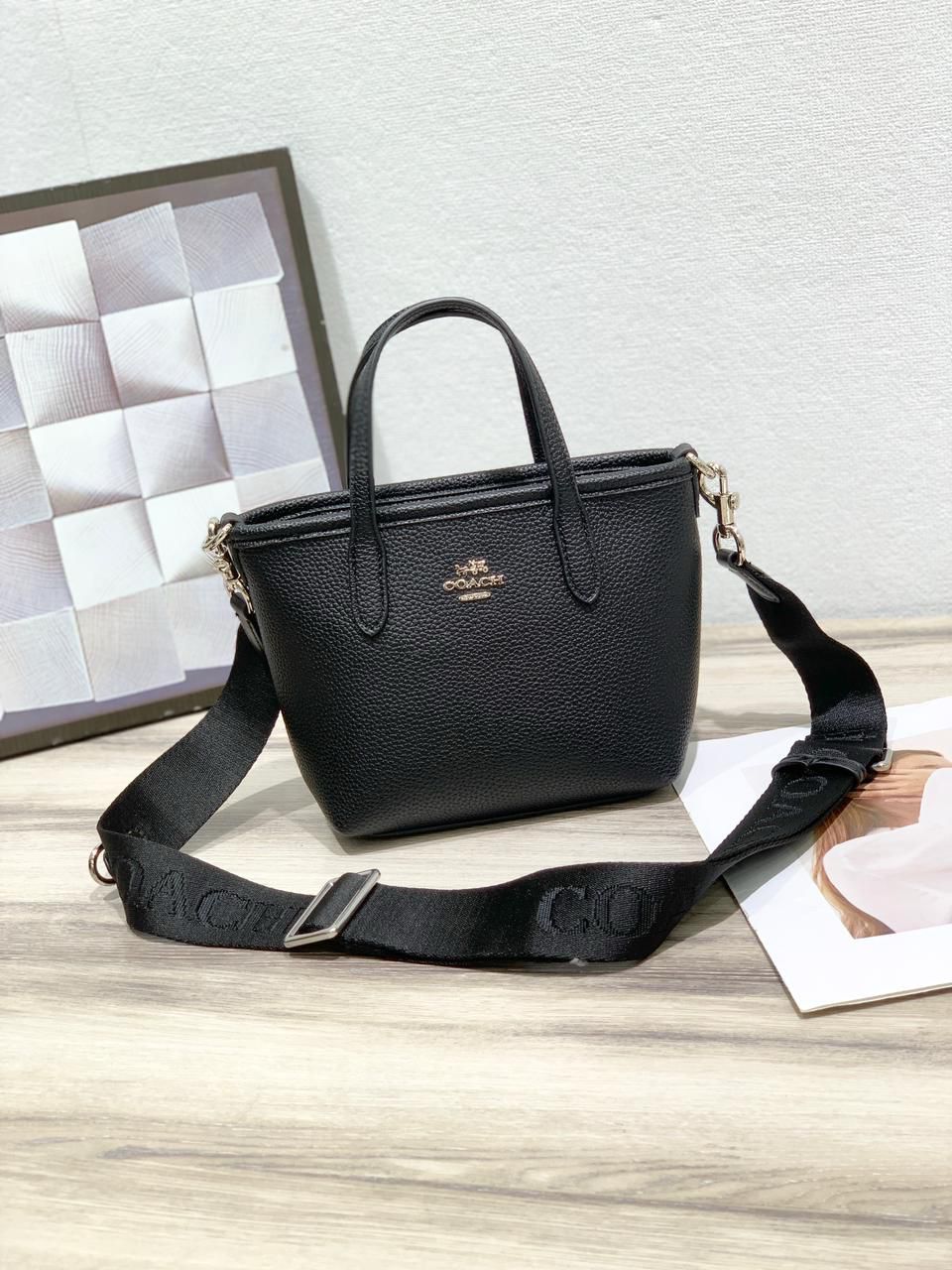 Coach Mini Mollie Tote in Black (Pebbled Leather)