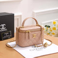 Chanel Small Vanity Case with Chain (Beige Lambskin with Gold Hardware)