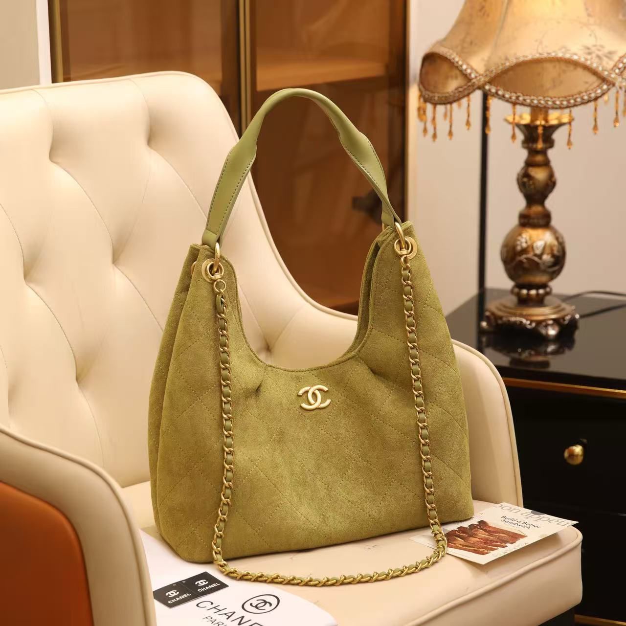 Chanel Hobo Bag (Green Suede)
