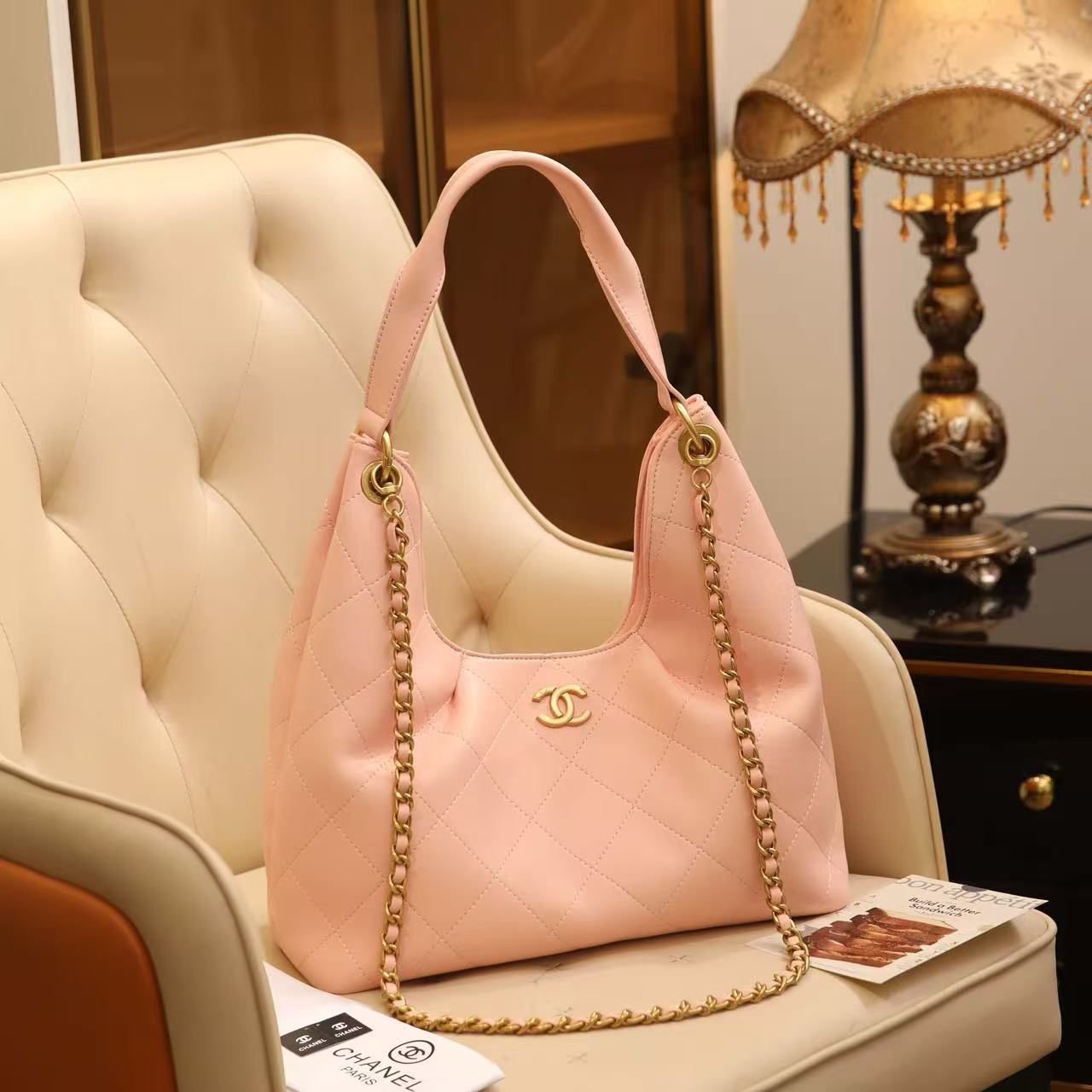 Chanel Hobo Bag (Pink Lambskin)