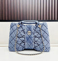 Chanel Quilted Denim Bow Tote (Blue Wash)