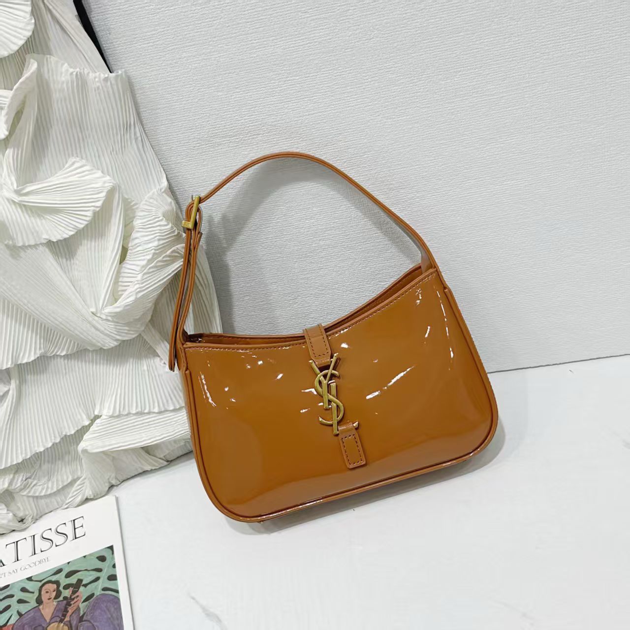 Saint Laurent LE 5 À 7 Hobo Bag (Amber Patent)