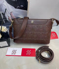 CH Carolina Herrera Embossed Logo Shoulder Bag (Coffee Brown)