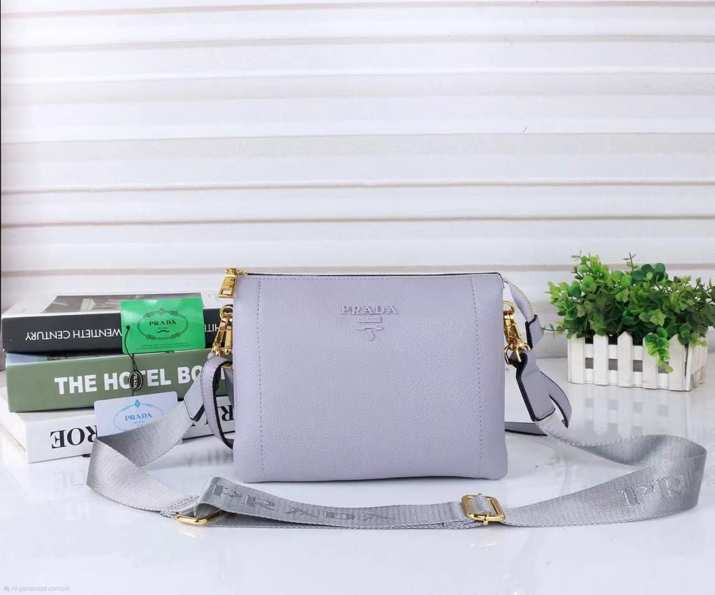 Prada Vitello Phenix Crossbody Bag (Cornflower Blue)