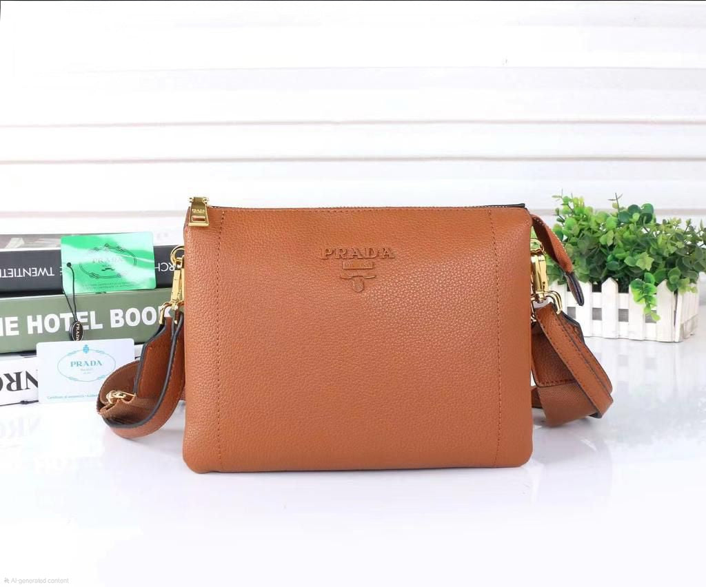 Prada Vitello Phenix Crossbody Bag (Cognac Brown)