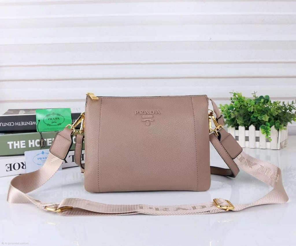 Prada Vitello Phenix Crossbody Bag (Beige)